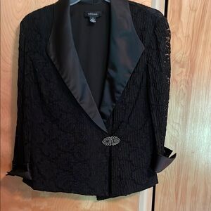 R & M Richards Black Satin Lapel Blazer